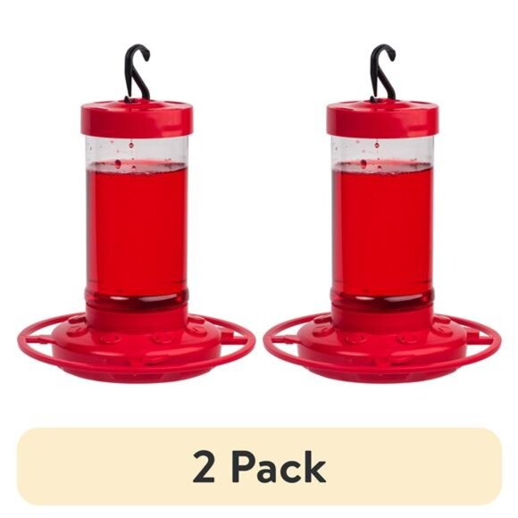 (2 pack) Hummingbird Feeder, 16 oz, Red, Plastic - Picture 2 of 7